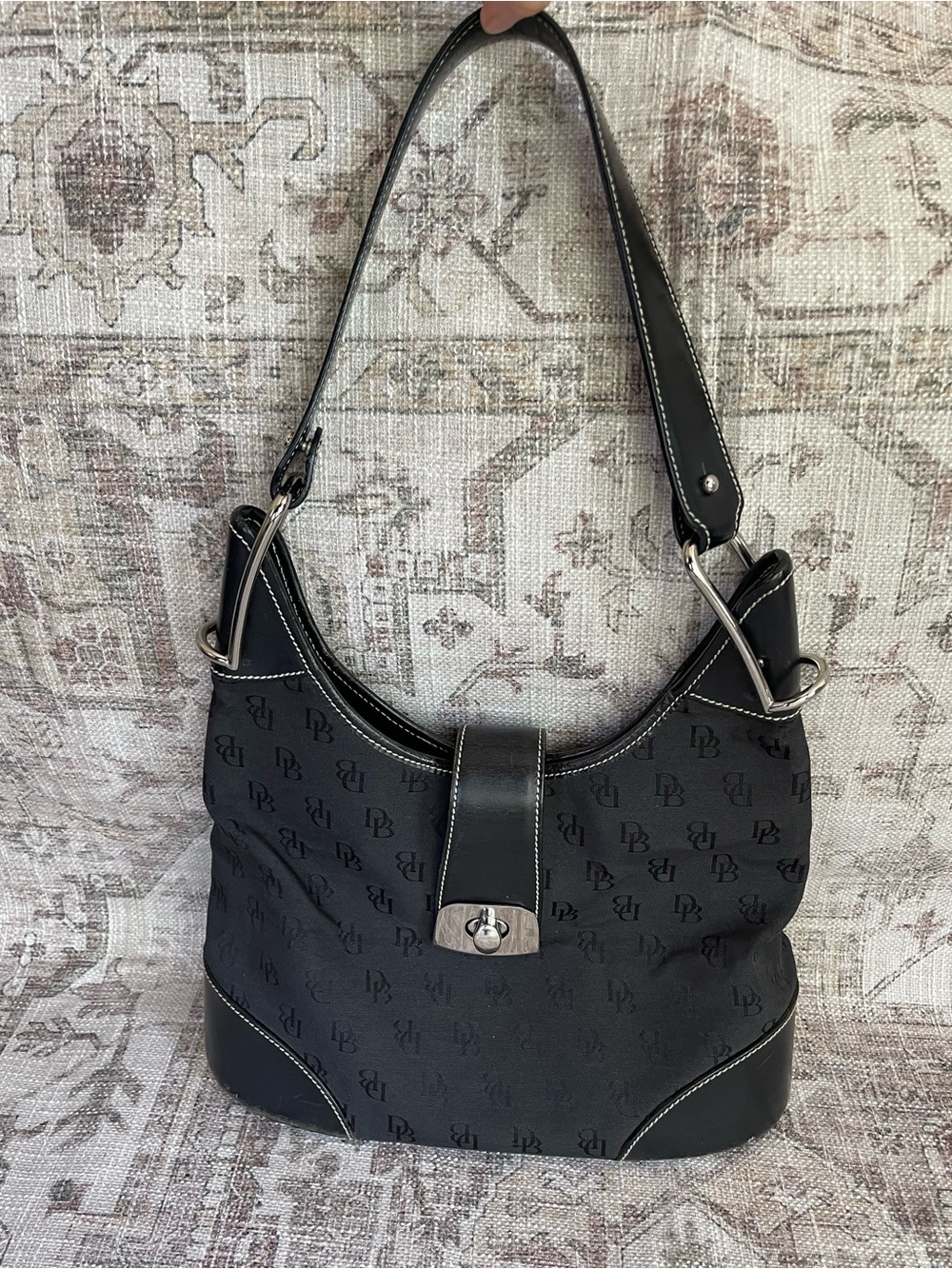 Dooney & Bourke Black Crescent Logo Hobo Y2K Shoulder Bag - Picture 9 of 11